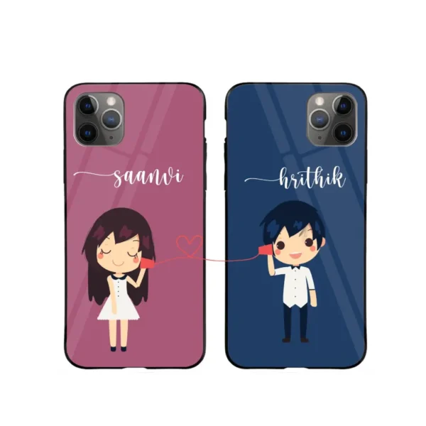 Couple Name Mobile Cover Set
